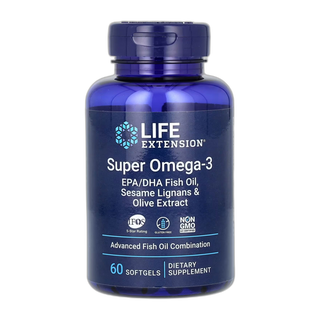 Super Омега-3 EPA/DHA Риб'ячий жир Sesame Lignans та Olive Екстракт - 60 капсул - Life Extension