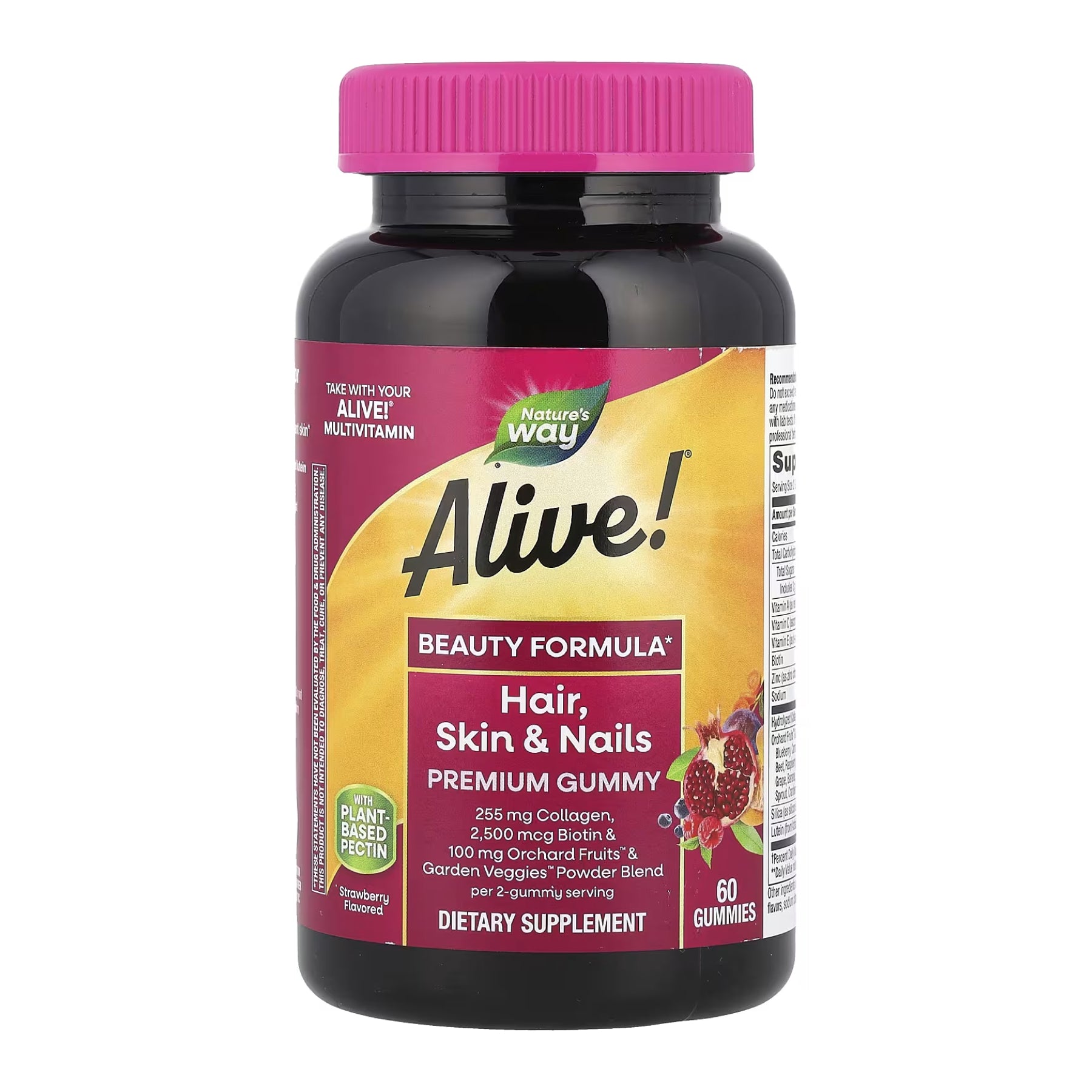 Волосся, шкіра та нігті з колагеном - 60 жувальних цукерок зі смаком полуниці