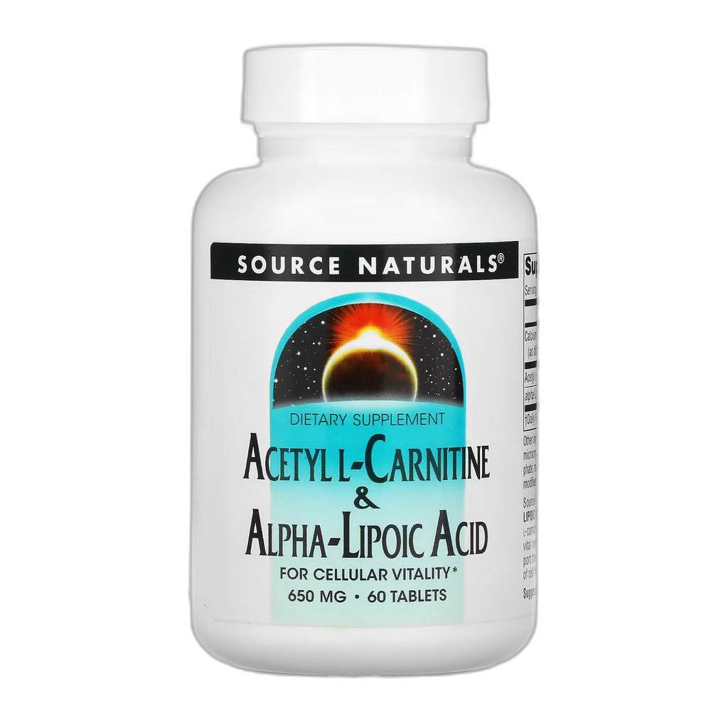 Ацетил L-карнітин та Альфа-ліпоєва кислота 650 мг - 60 таблеток - Source Naturals