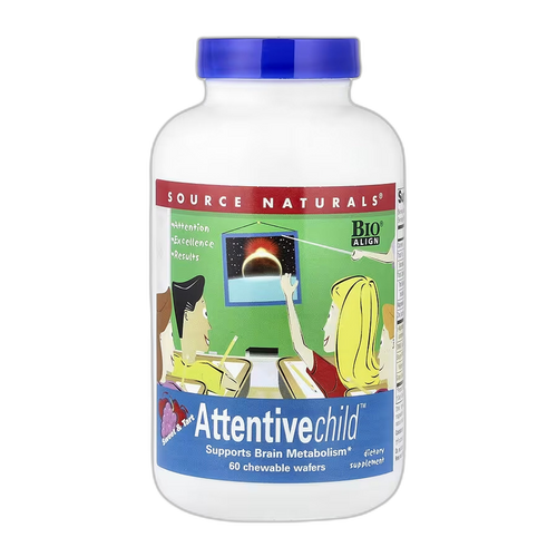 Attentive Child Підтримка концентрації для дітей - 60 вафель - Source Naturals