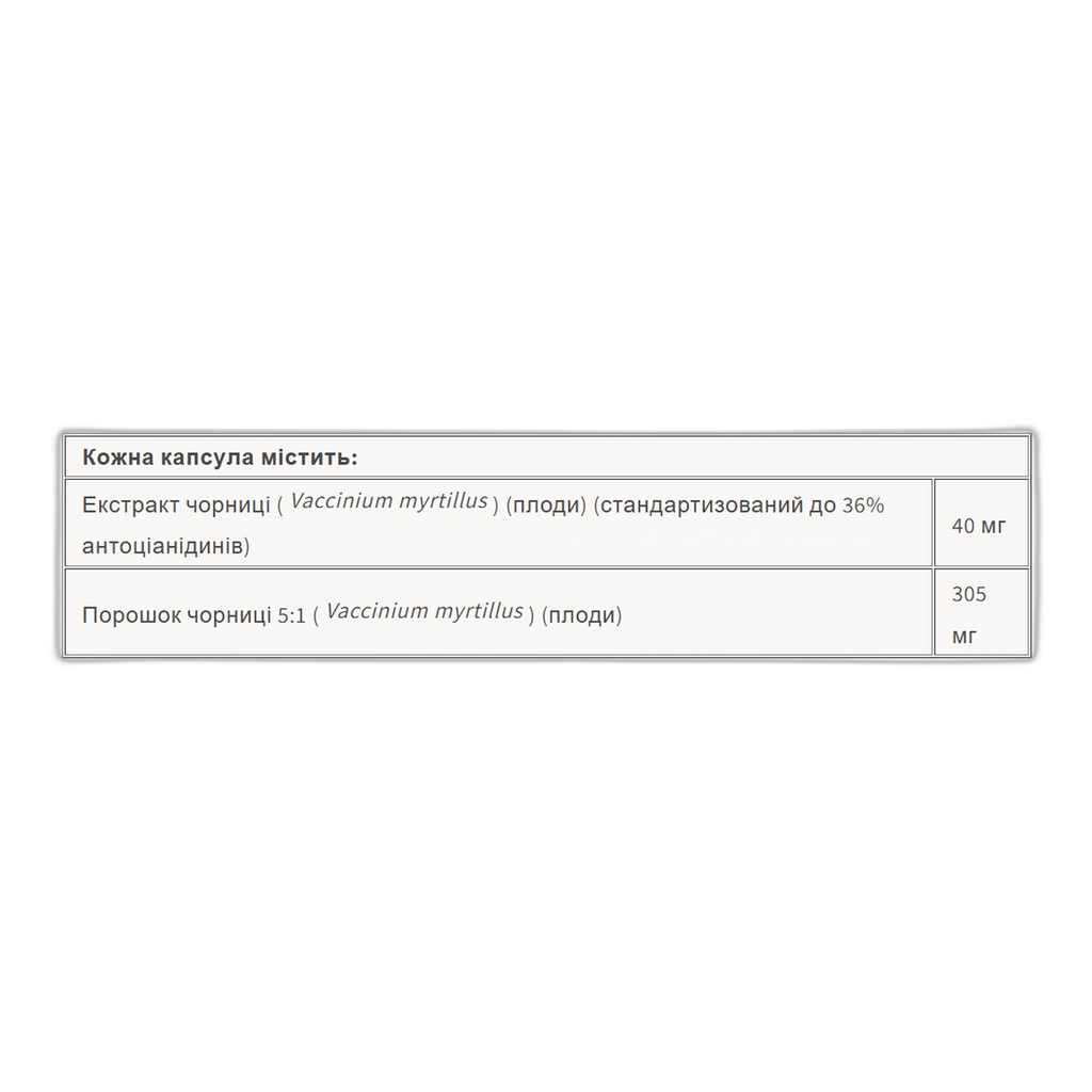 Чорниця звичайна 40 мг - 90 капсул - Natural Factors