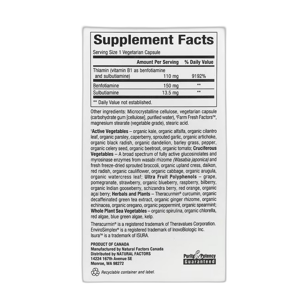 BioCoenzymated Benfotiamine - 30 caps - Natural Factors