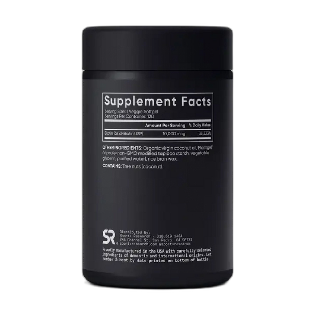 Біотин 10,000 мкг - 120 вегетаріанський капсул - Sport Research — фото 2