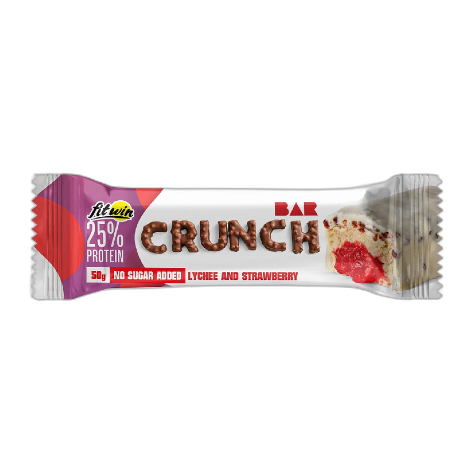 Crunch Bar протеїновий батончик смак Лічі і Полуниця - 12x50 г - FitWin