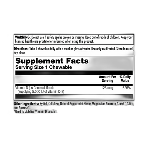 D-3 5000 МО 125 мкг - 60 chewables - KAL
