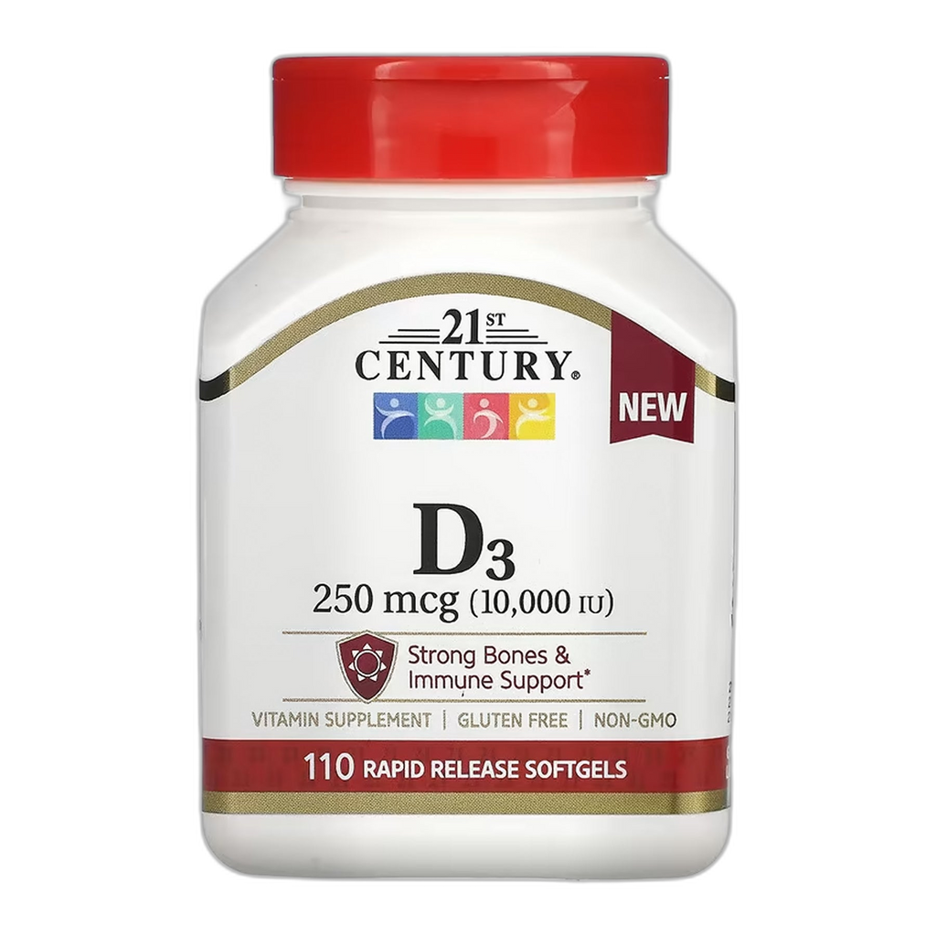 D3 250 мкг (10,000 МО) - 110 капсул - 21st Century