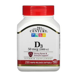 21st Century Vitamin D3 50 мкг (2000 МО) 250 капсул