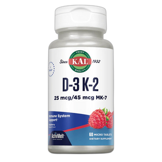 D3 та K2 25 мкг - 60 таблеток Распберри - KAL