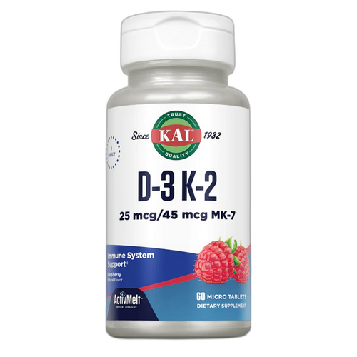 D3 та K2 25 мкг - 60 таблеток Распберри - KAL