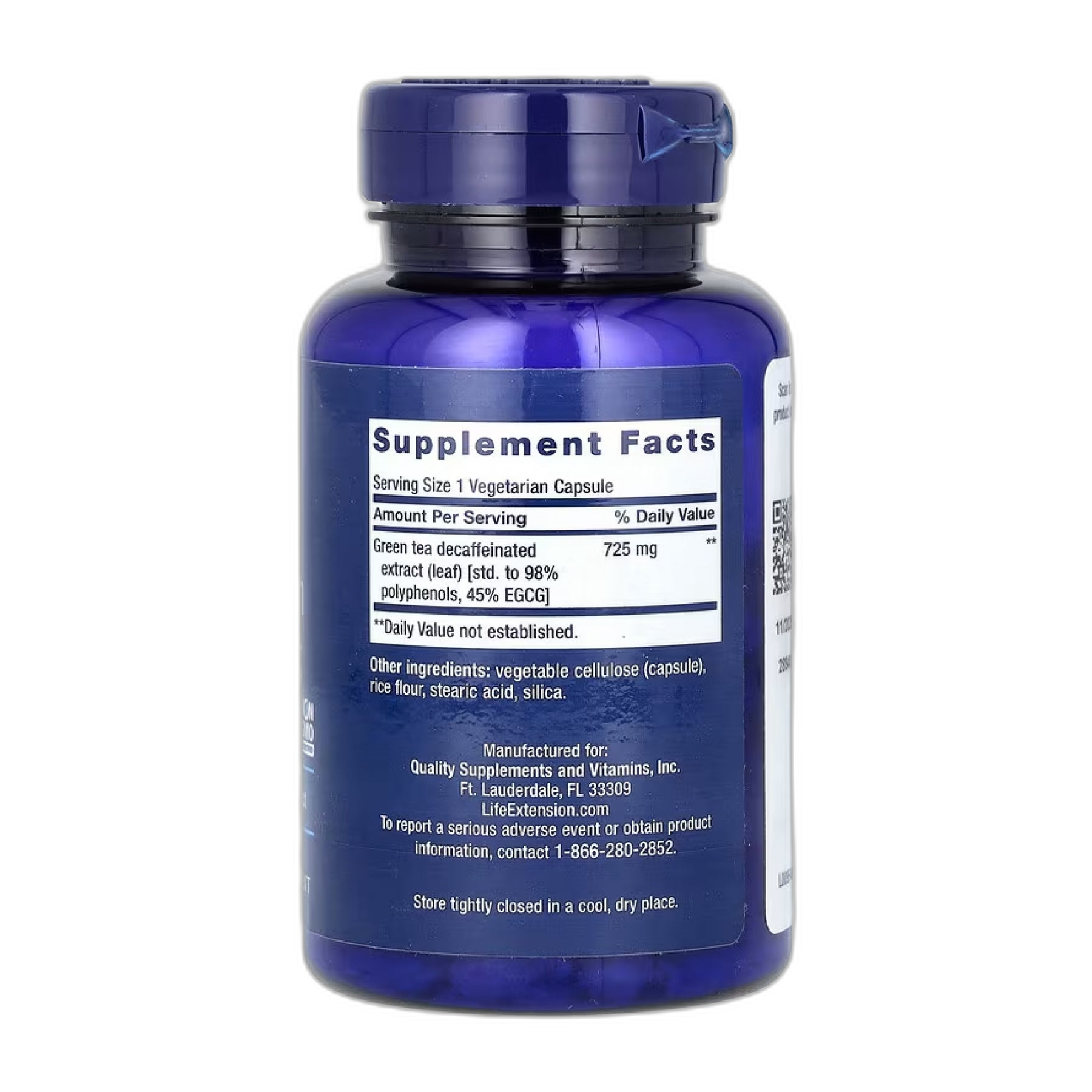 Decaffeinated Mega Екстракт зеленого чаю - 100 капсул - Life Extension