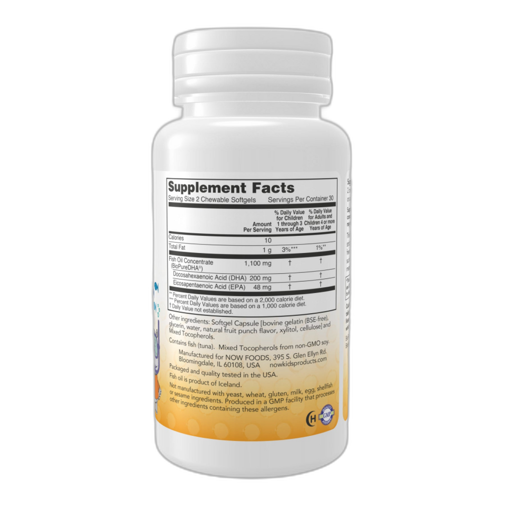 DHA 100 мг жувальний - 60 капсул - Now Foods