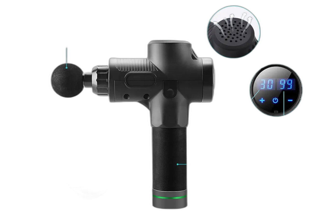 Масажний пістолет EasyFit Percussio — перкусійний масажер, 6 насадок