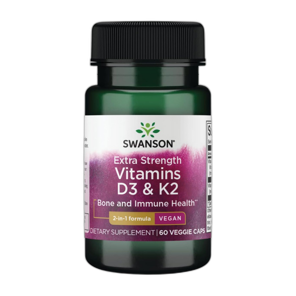 Посилена дія D3 та K2 5000 МО та 100 мкг - 60 капсул - Swanson