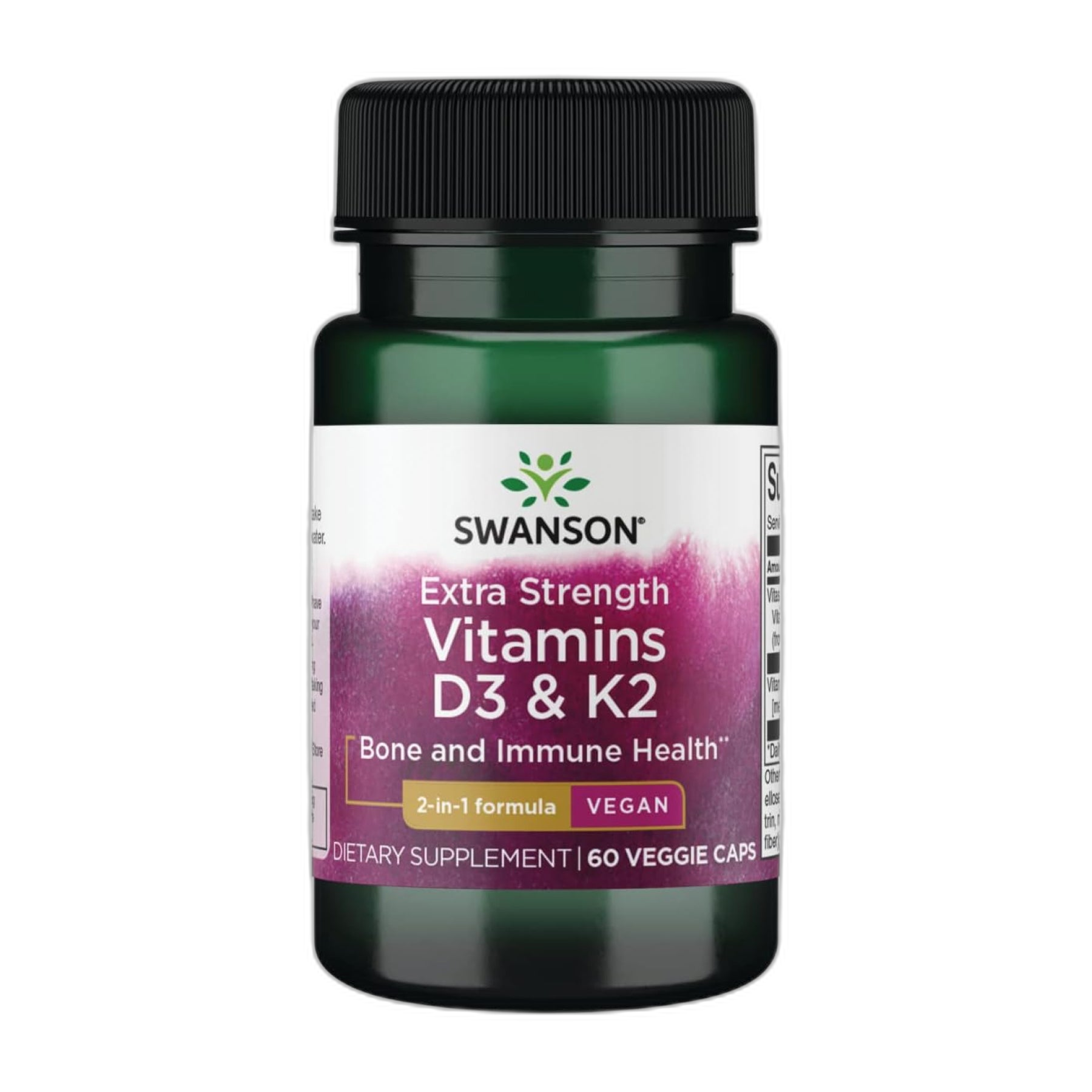 Посилена дія D3 та K2 5000 МО та 100 мкг - 60 капсул - Swanson