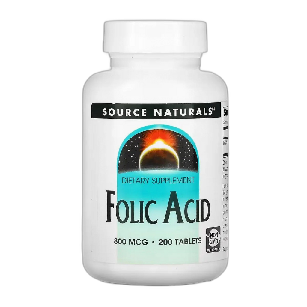 Фолієва кислота 800 мкг - 200 таблеток - Source Naturals