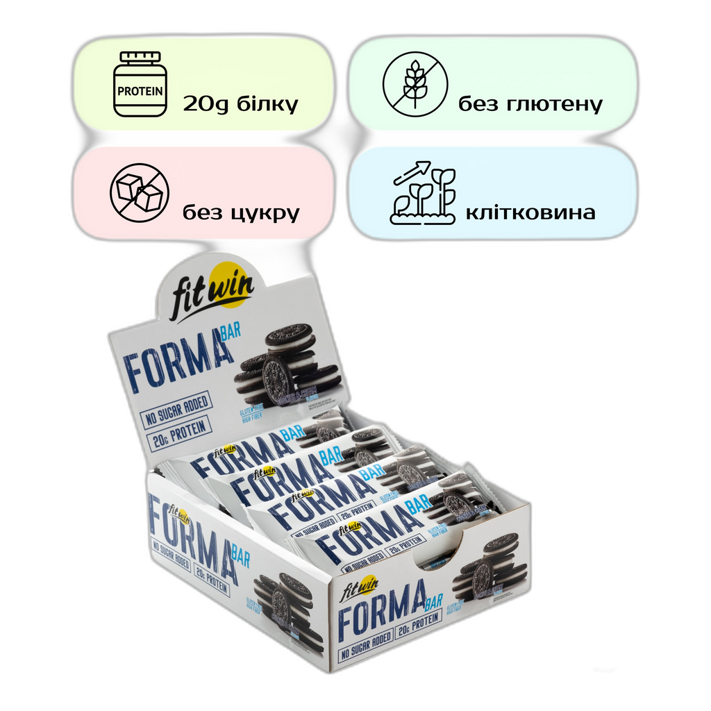 FitWin Forma Bar Протеїновий батончик Cookies and Cream 60 г - 12 штук - FitWin