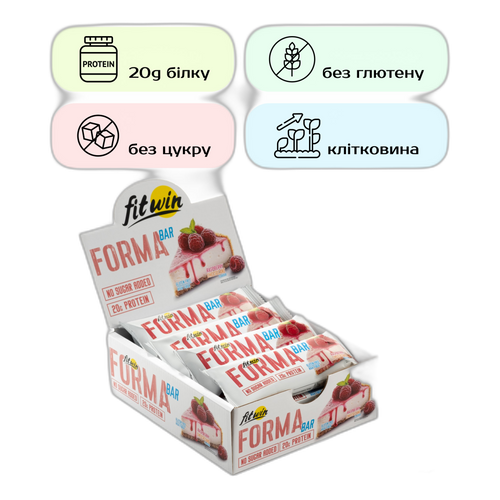 FitWin Forma Bar Протеїновий батончик Малина-чізкейк 60 г - 12 штук - FitWin