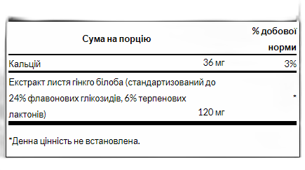 Гінкго білоба екстракт 120 мг - 100 капсул - Swanson