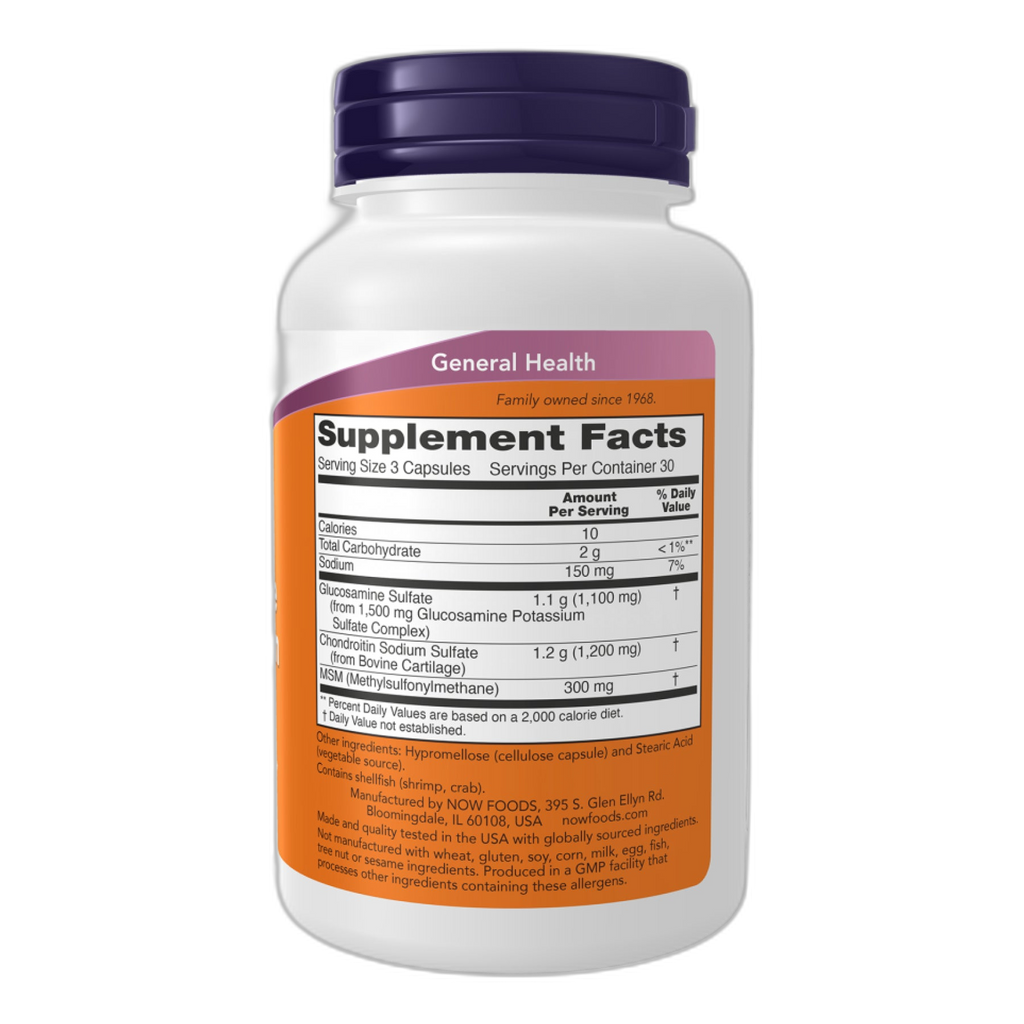 Glucosamine & Chondroitin with MSM - 90 vcaps - Now Foods