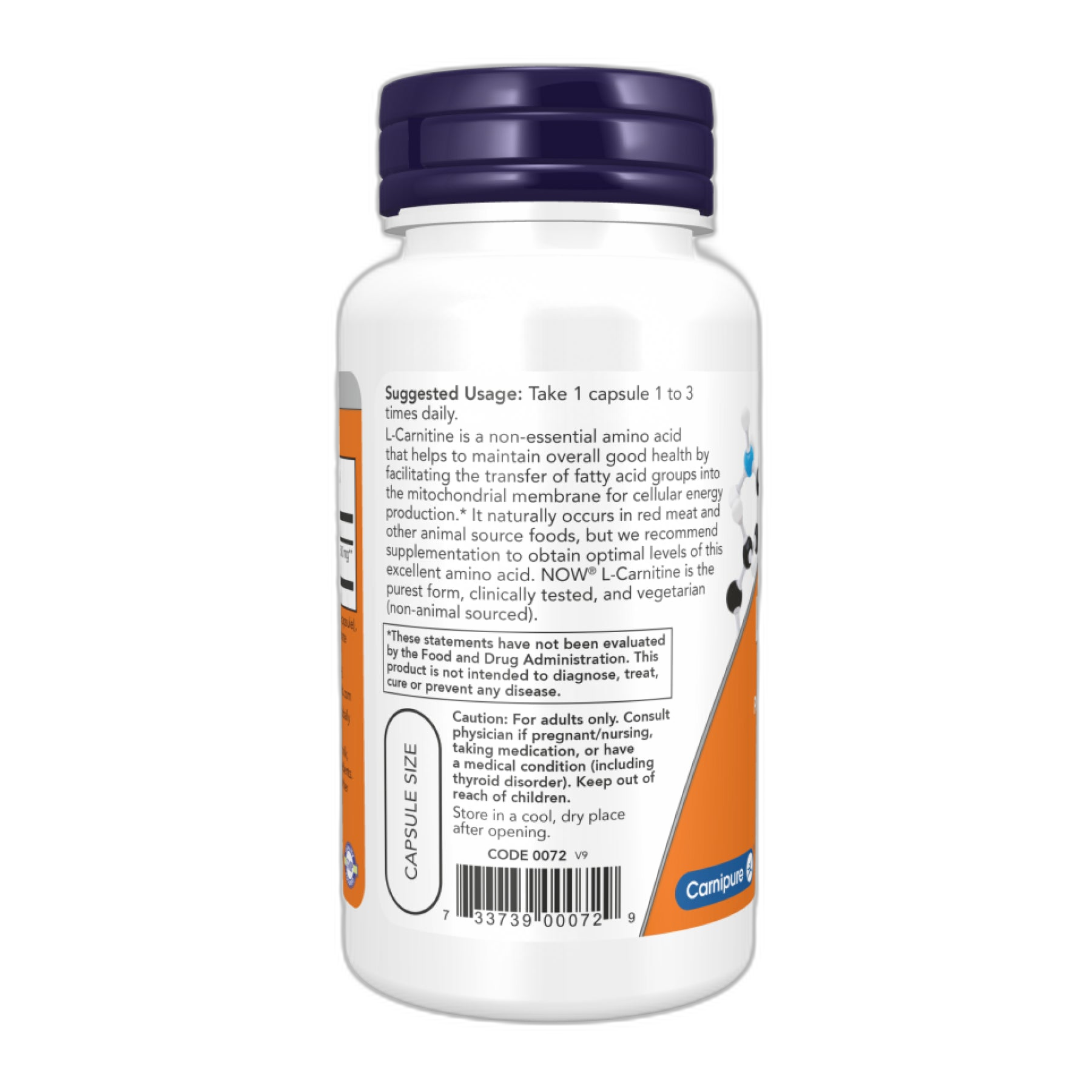 L-карнітин 500 мг - 60 капсул - Now Foods