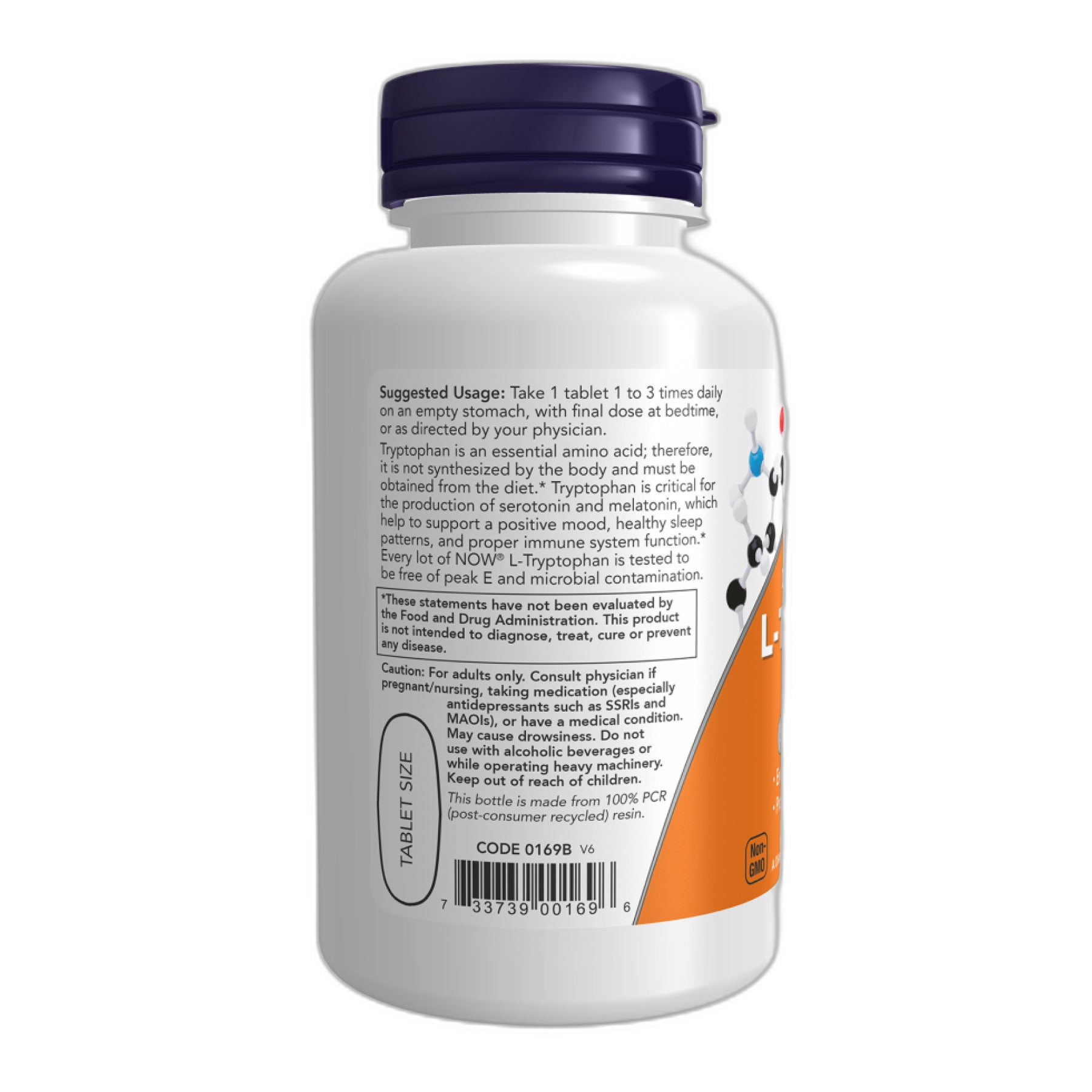 L-триптофан Подвійна сила 1000 мг - 60 таблеток - Now Foods