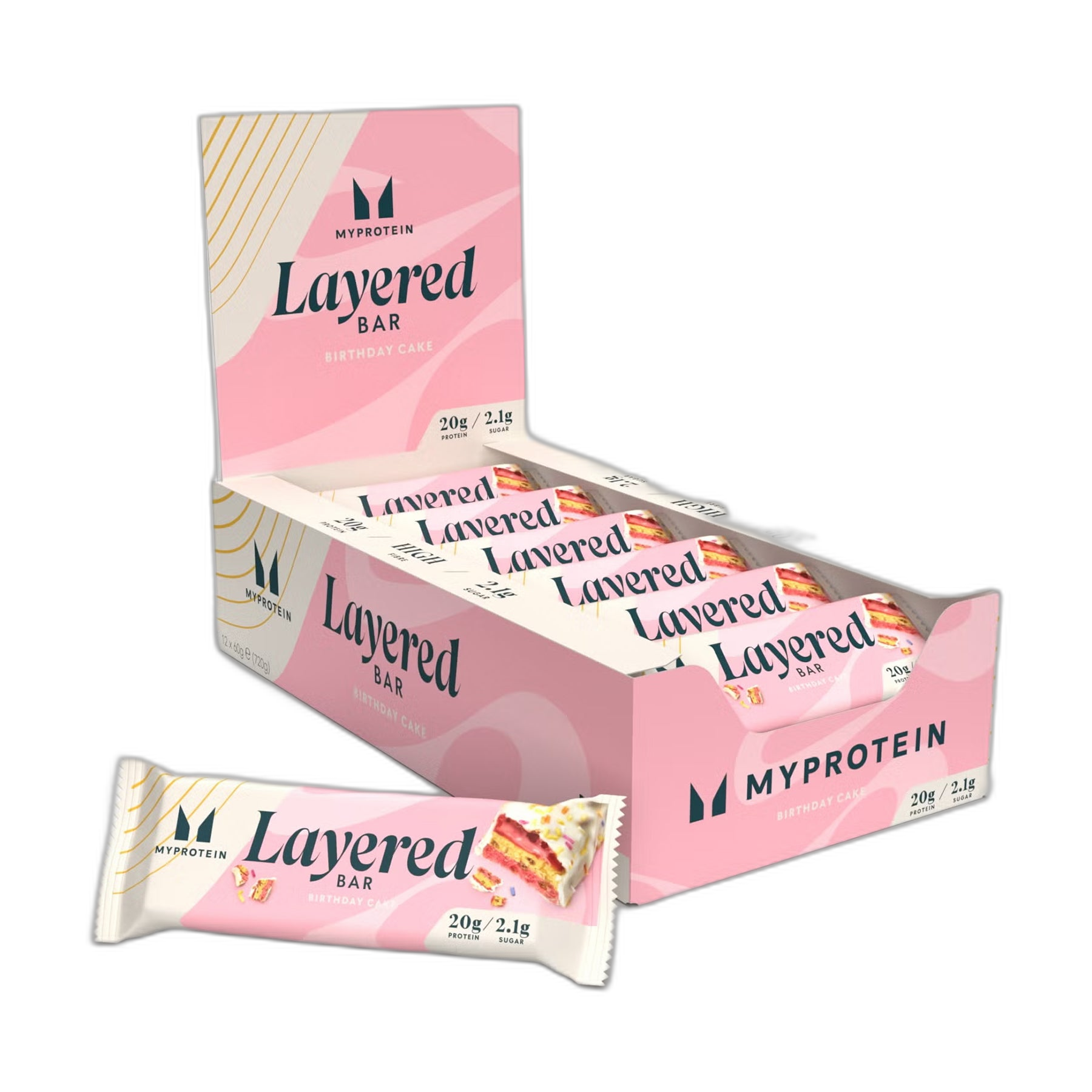 Layered Bar протеїновий батончик Vanilla Birthday Cake - 12x60 г - Myprotein
