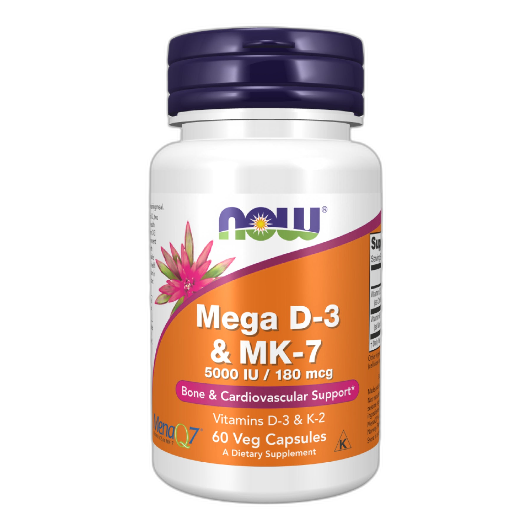 Мега D-3 та MK-7 - 60 капсул - Now Foods