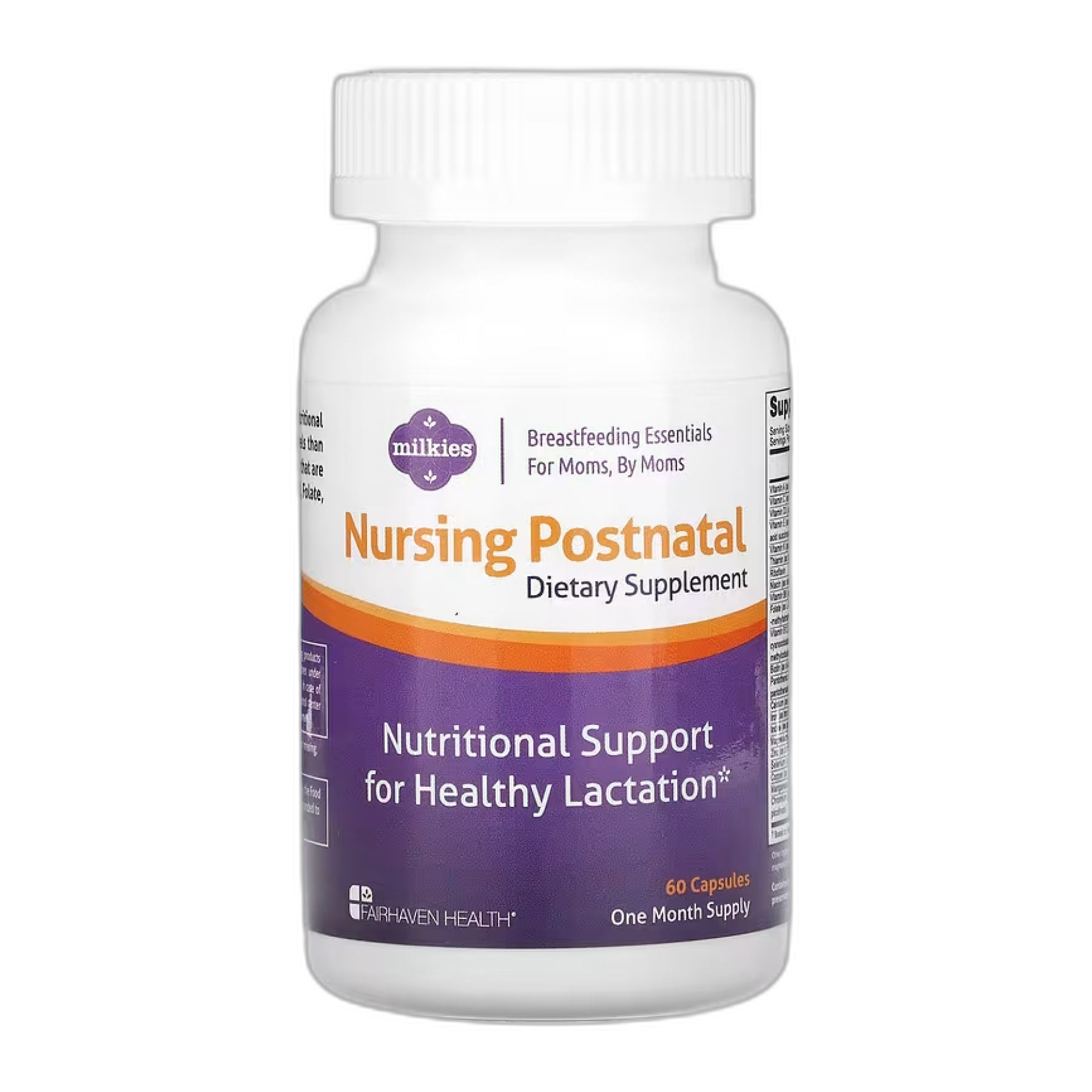 Milkies Nursing Postnatal Breastfeeding Мультивітамін - 60 капсул - Fairhaven Health