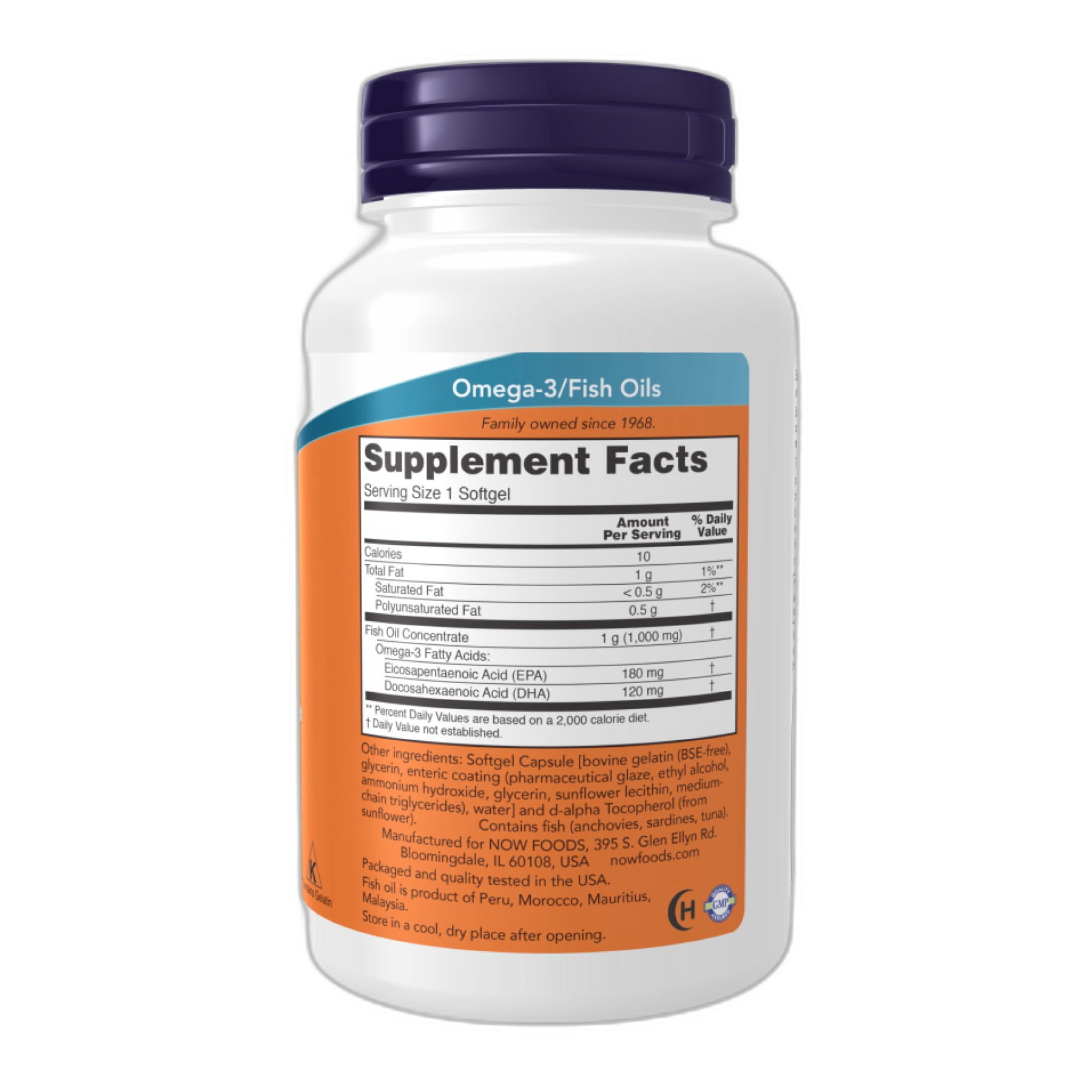 Омега-3 Ентерік - 180 капсул - Now Foods
