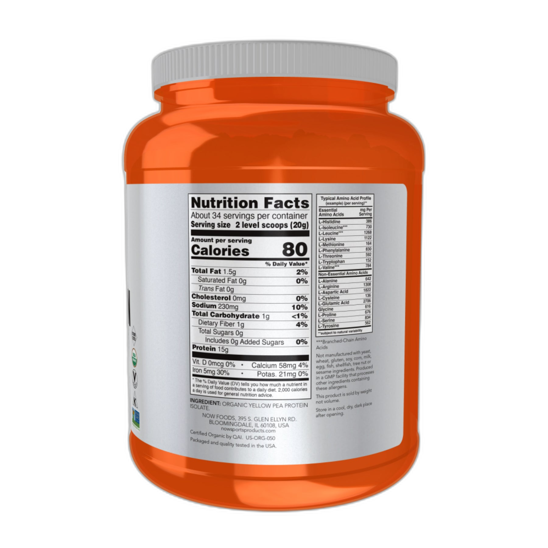 Органічний Гороховий протеїн - 680 г - Now Foods