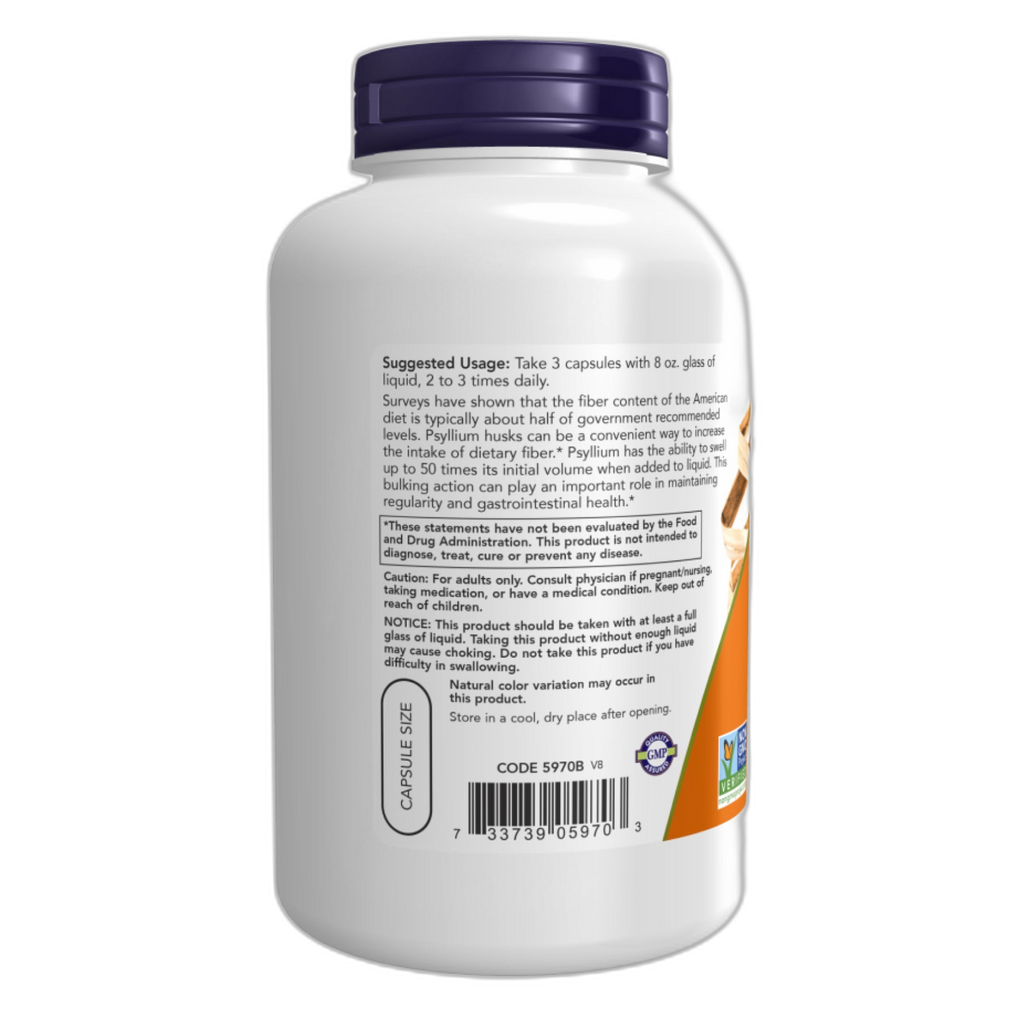 Лушпиння псиліуму 500 мг - 200 капсул - Now Foods