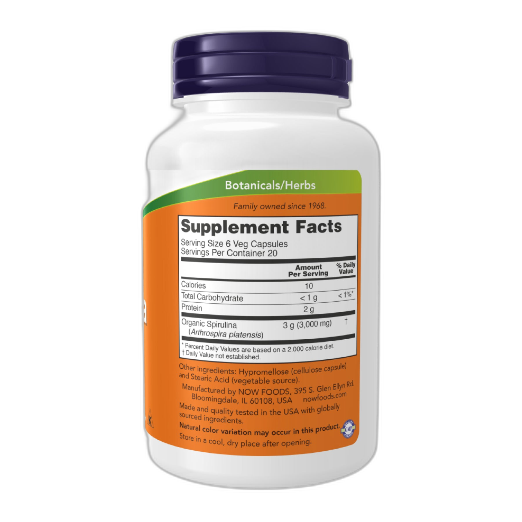 Спіруліна 500 мг - 120 капсул - Now Foods