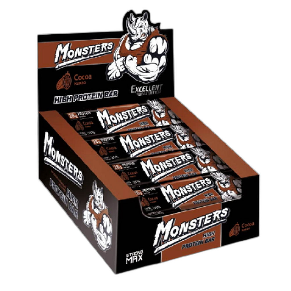 Strong Max Протеїновий батончик Какао 80 г - 20 шт - Monsters