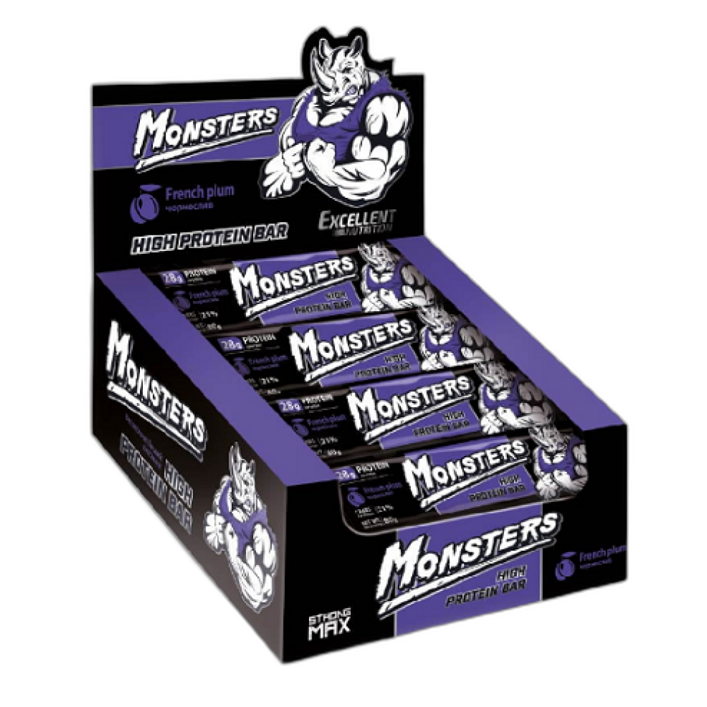 Strong Max Протеїновий батончик Чорнослив 80 г - 20 шт - Monsters