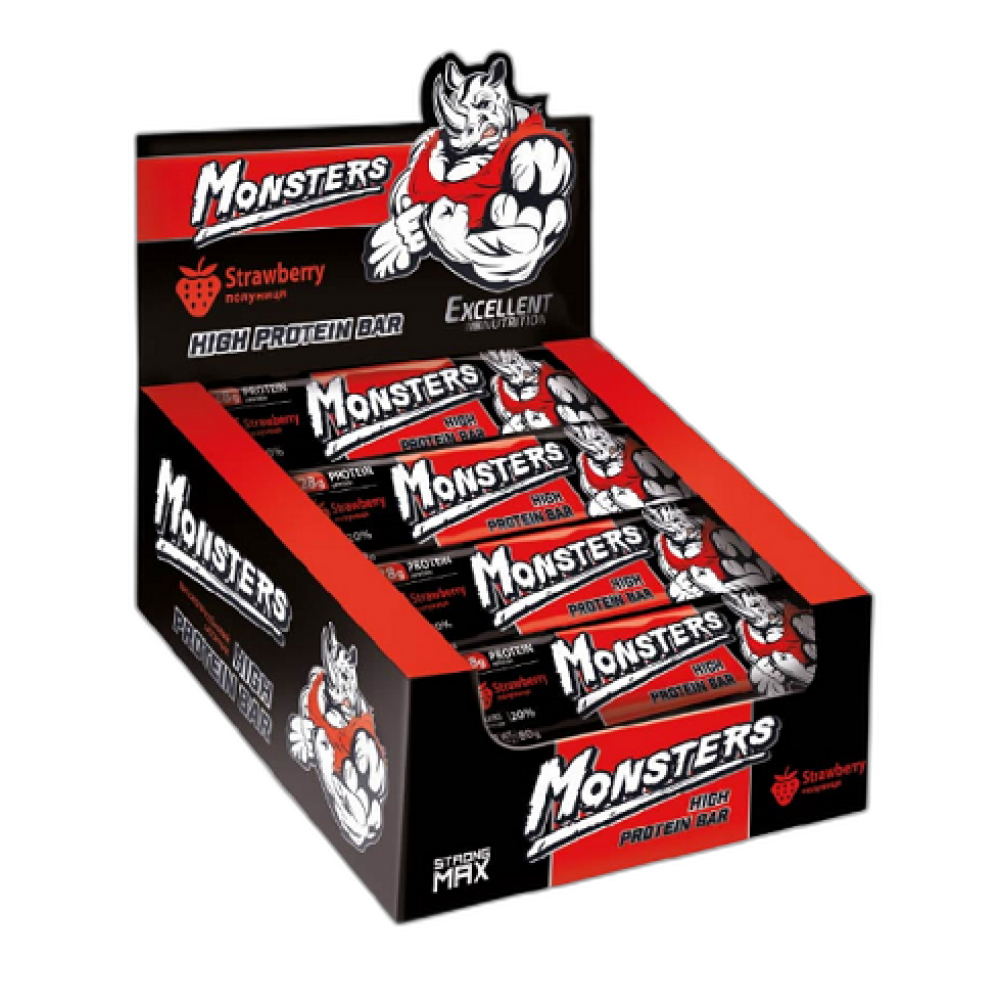 Strong Max Протеїновий батончик Полуниця 80 г - 20 шт - Monsters