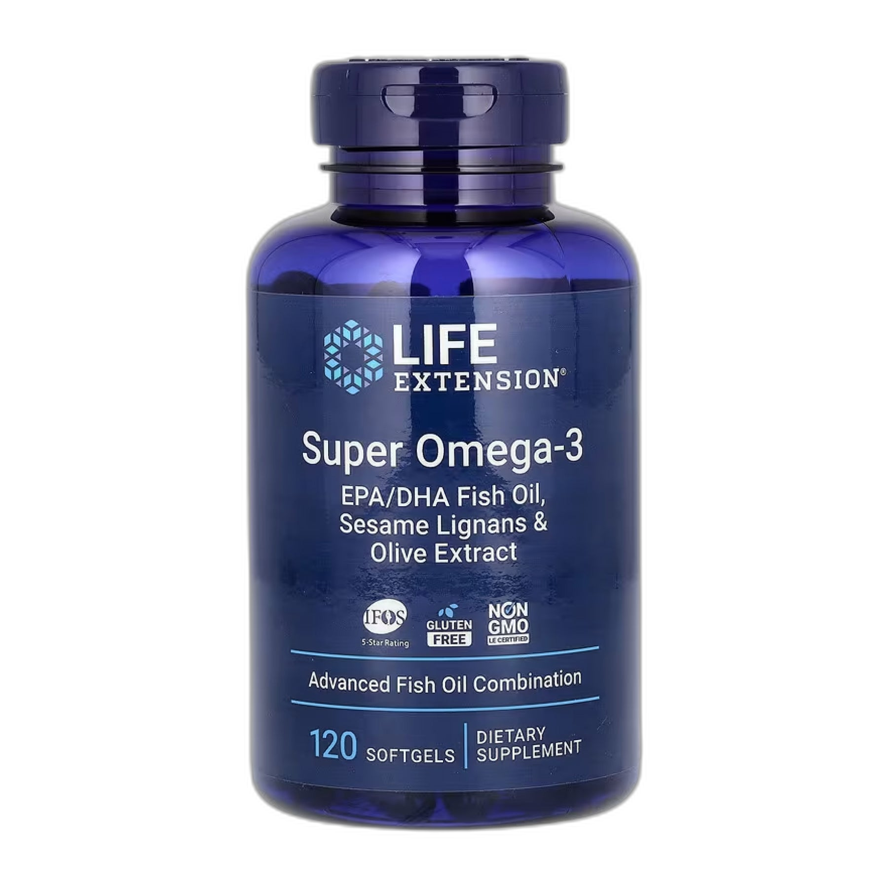 Super Омега-3 EPA/DHA Риб'ячий жир Sesame Lignans та Olive Екстракт - 120 капсул - Life Extension