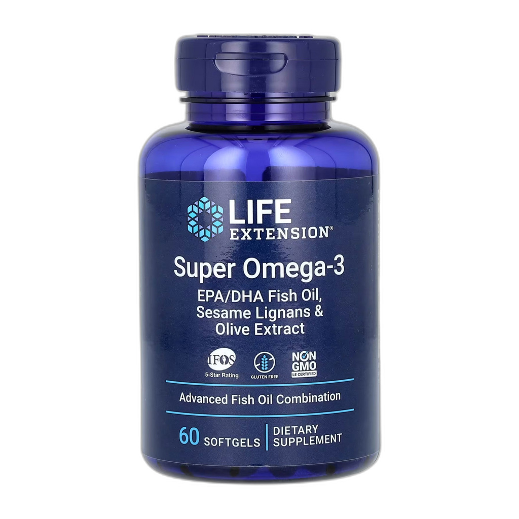 Super Омега-3 EPA/DHA Риб'ячий жир Sesame Lignans та Olive Екстракт - 60 капсул - Life Extension