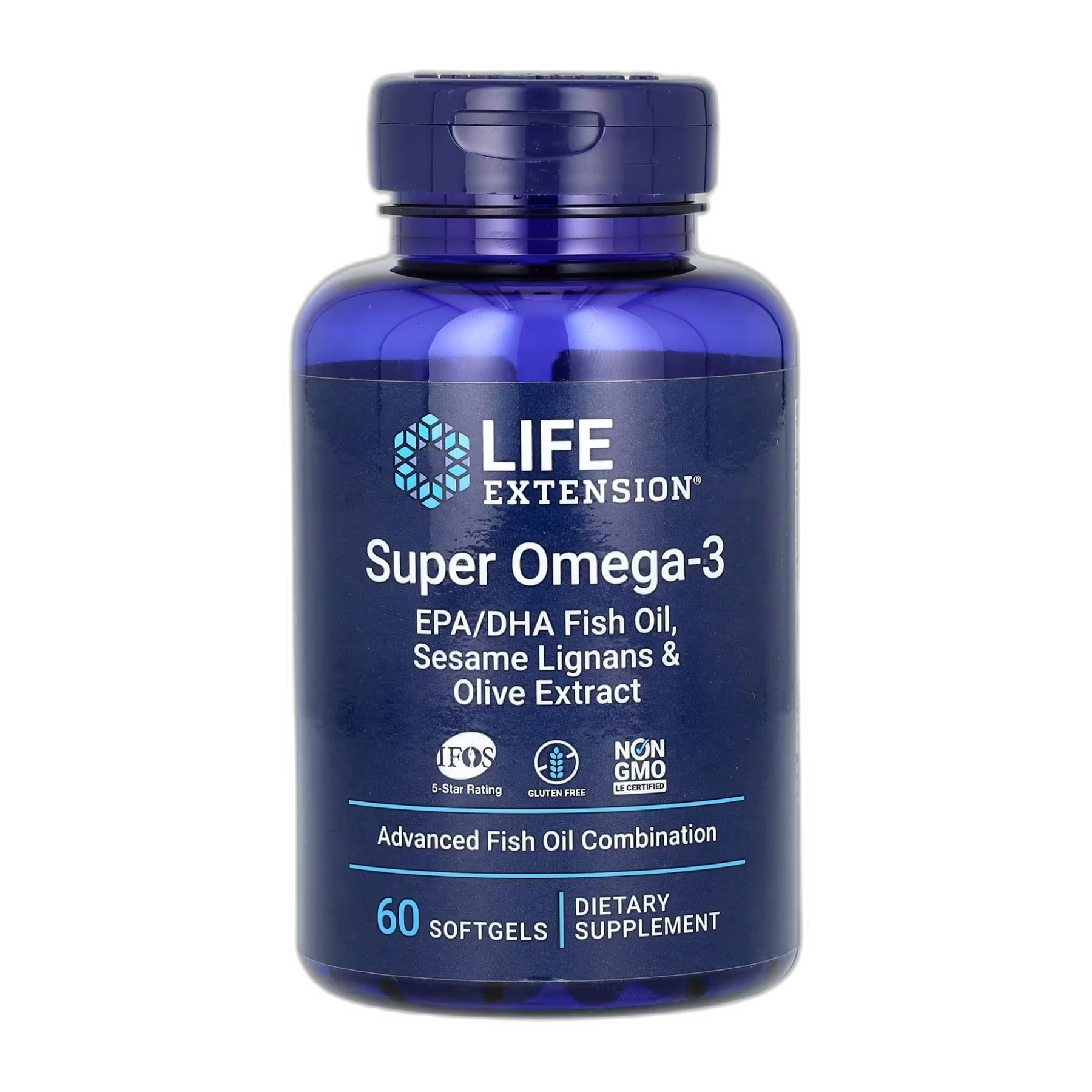 Super Омега-3 EPA/DHA Риб'ячий жир Sesame Lignans та Olive Екстракт - 60 капсул - Life Extension