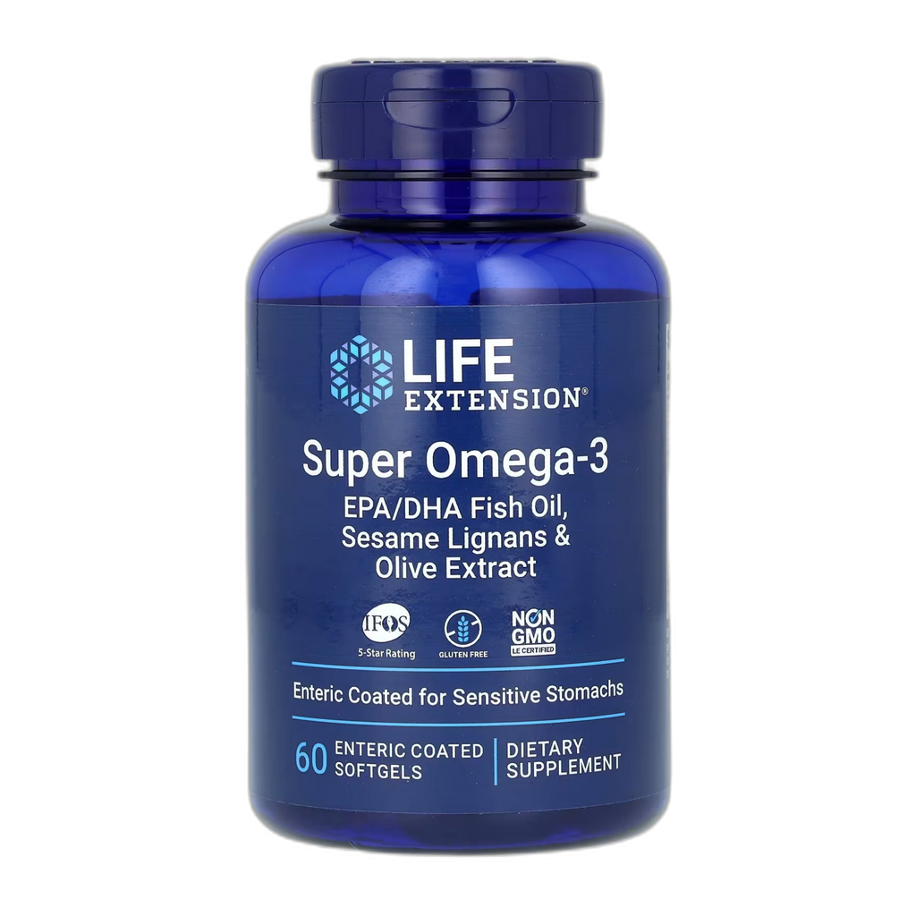 Super Омега-3 EPA/DHA Риб'ячий жир Sesame Lignans та Olive Екстракт Enteric Coated - 60 капсул - Life Extension