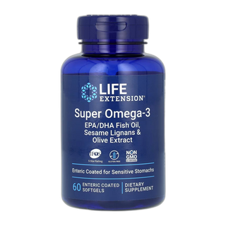 Super Омега-3 EPA/DHA Риб'ячий жир Sesame Lignans та Olive Екстракт Enteric Coated - 60 капсул - Life Extension