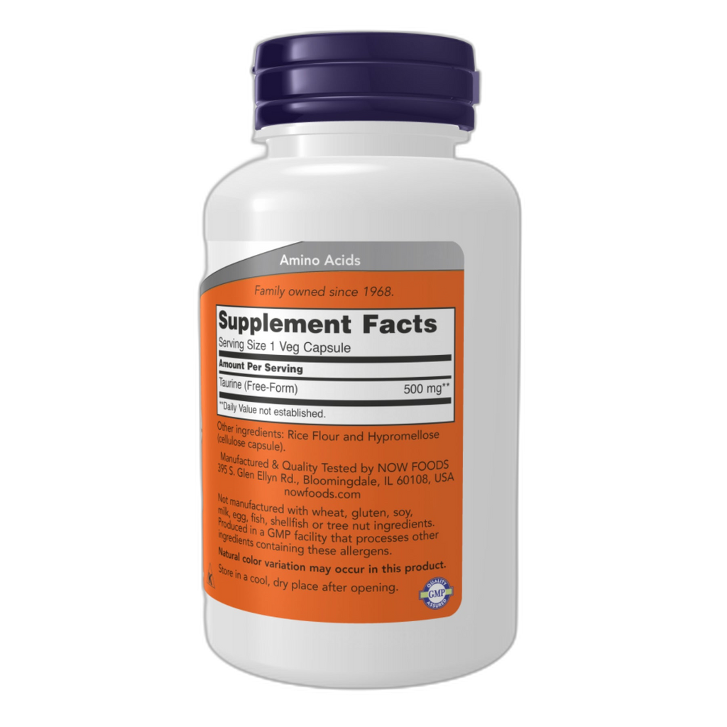 Таурин 500 мг - 100 капсул - Now Foods
