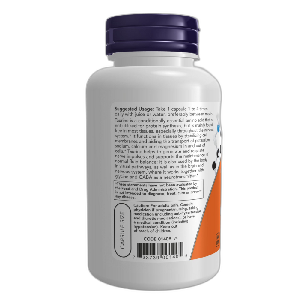 Таурин 500 мг - 100 капсул - Now Foods