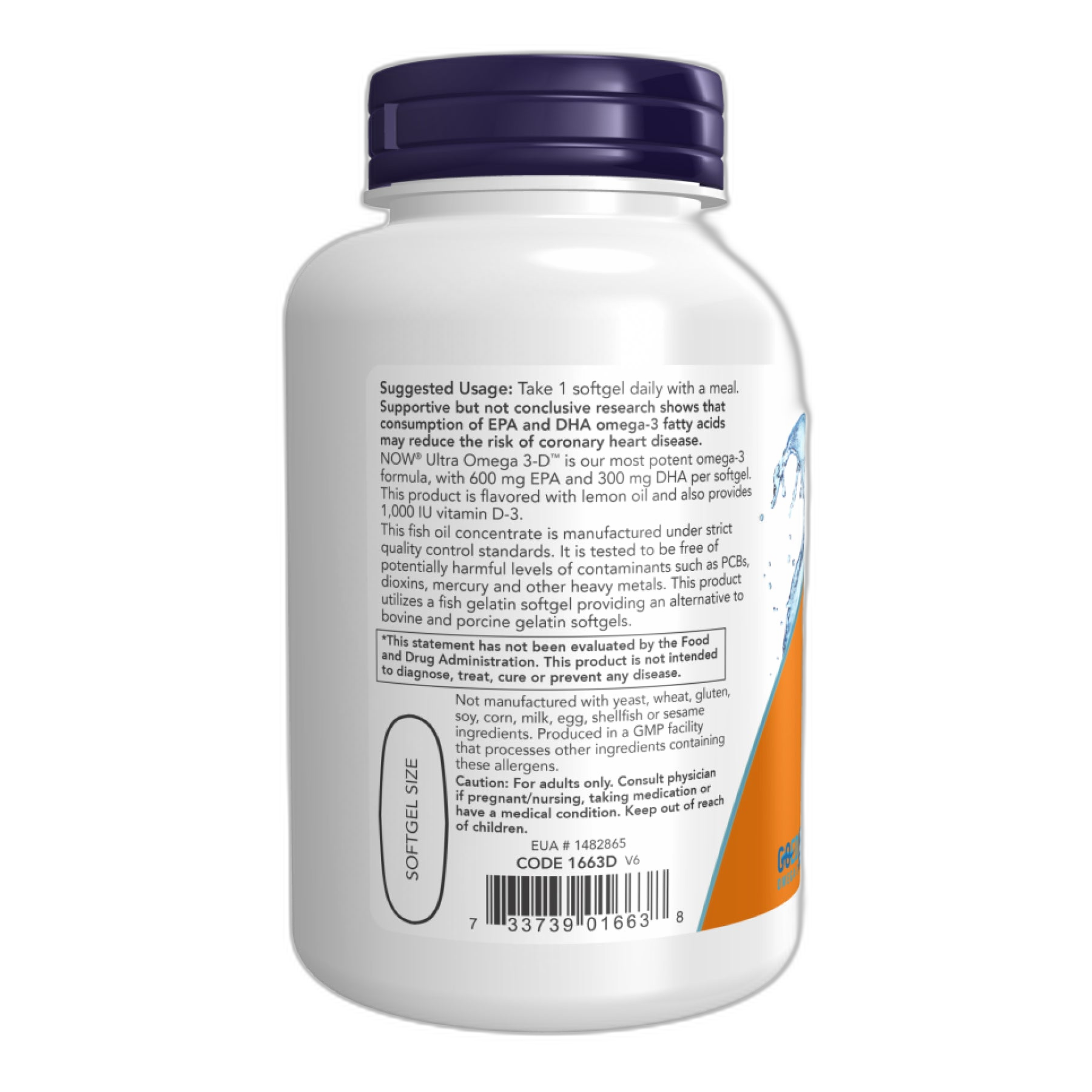 Ультра Омега-3-D™ Риб'ячий жир - 180 Фіш капсул - Now Foods
