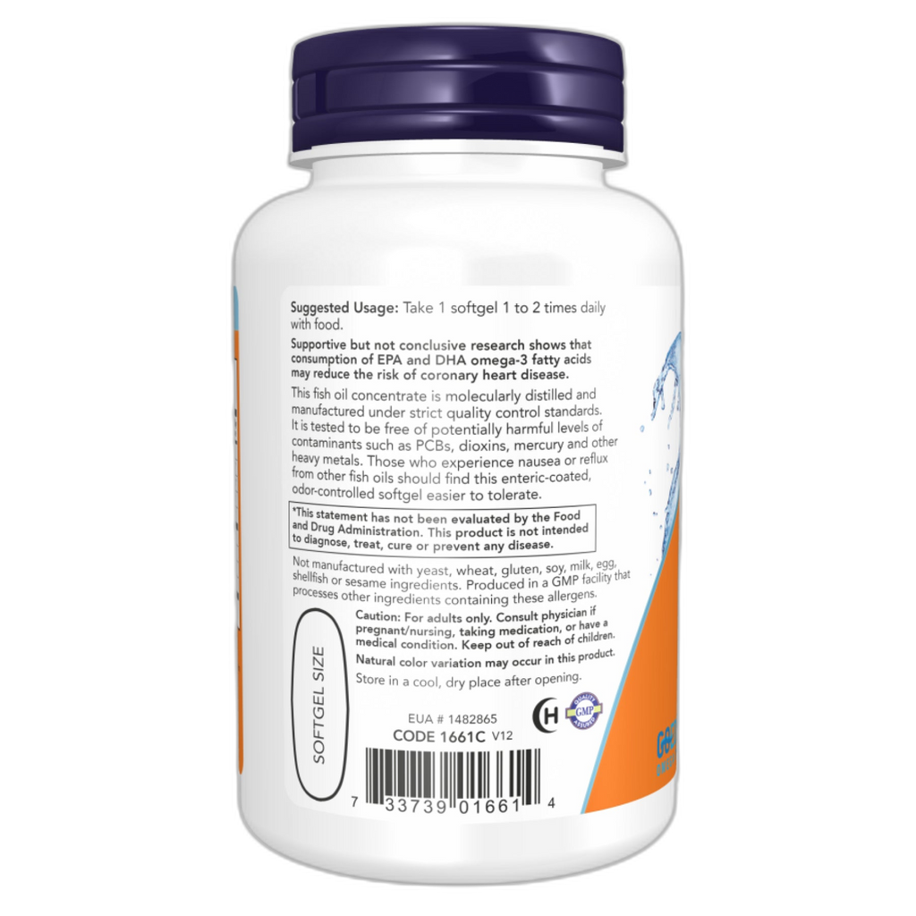 Ультра Омега-3 риб'ячий жир - 180 капсул - Now Foods