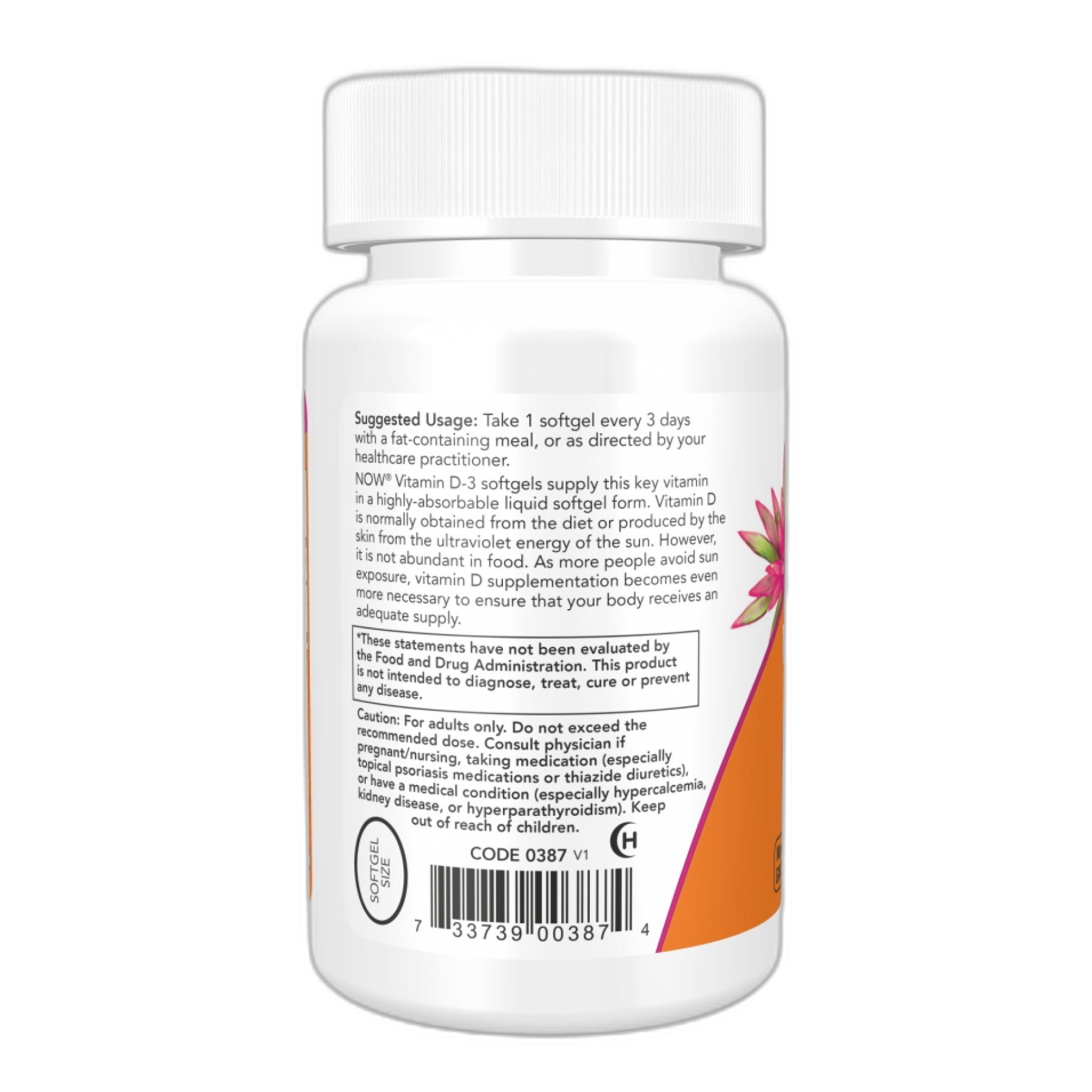 Вітамін D3 10,000 МО - 30 капсул - Now Foods