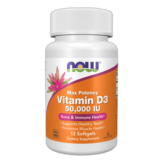 Вітамін D3 50,000 МО - 12 капсул - Now Foods