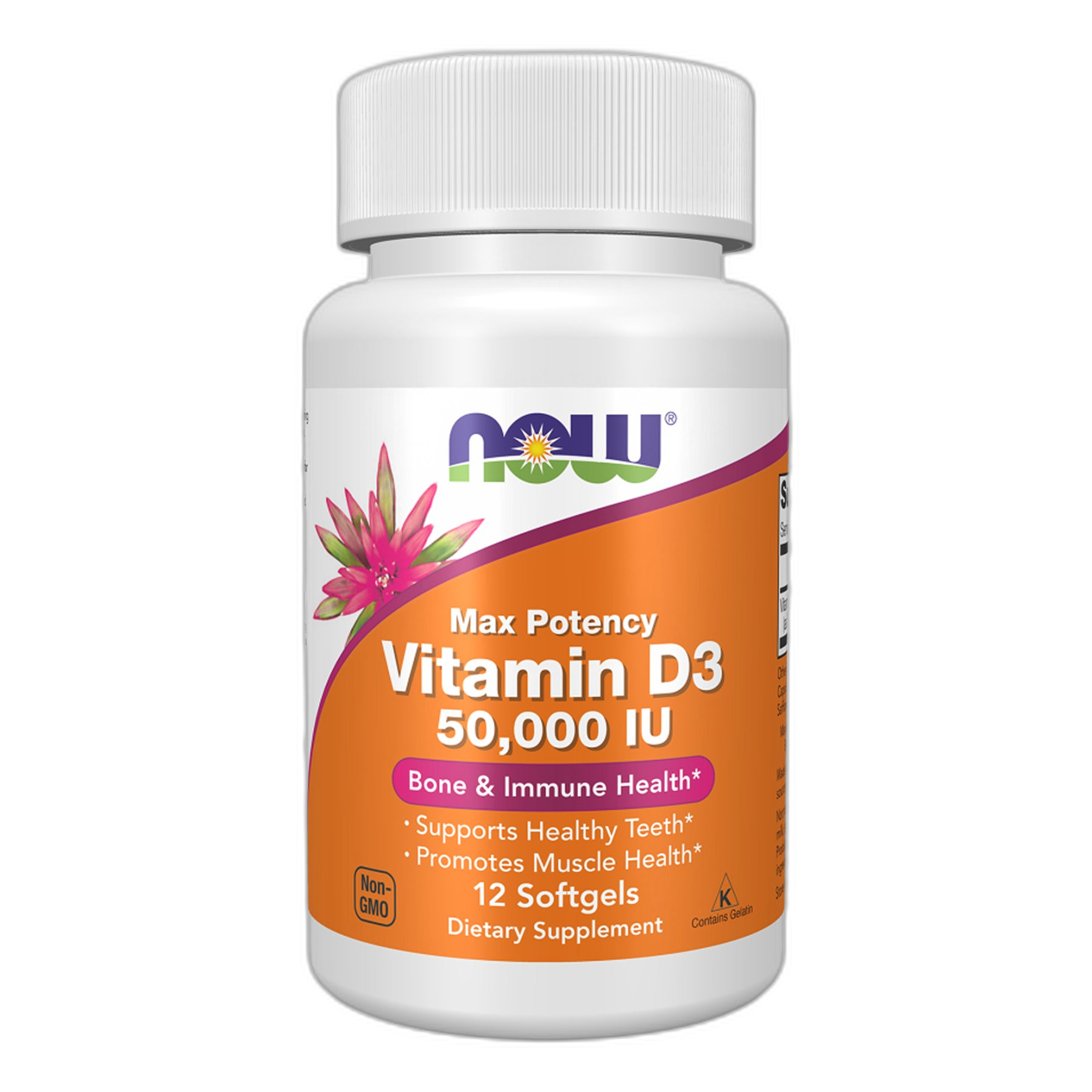 Вітамін D3 50,000 МО - 12 капсул - Now Foods
