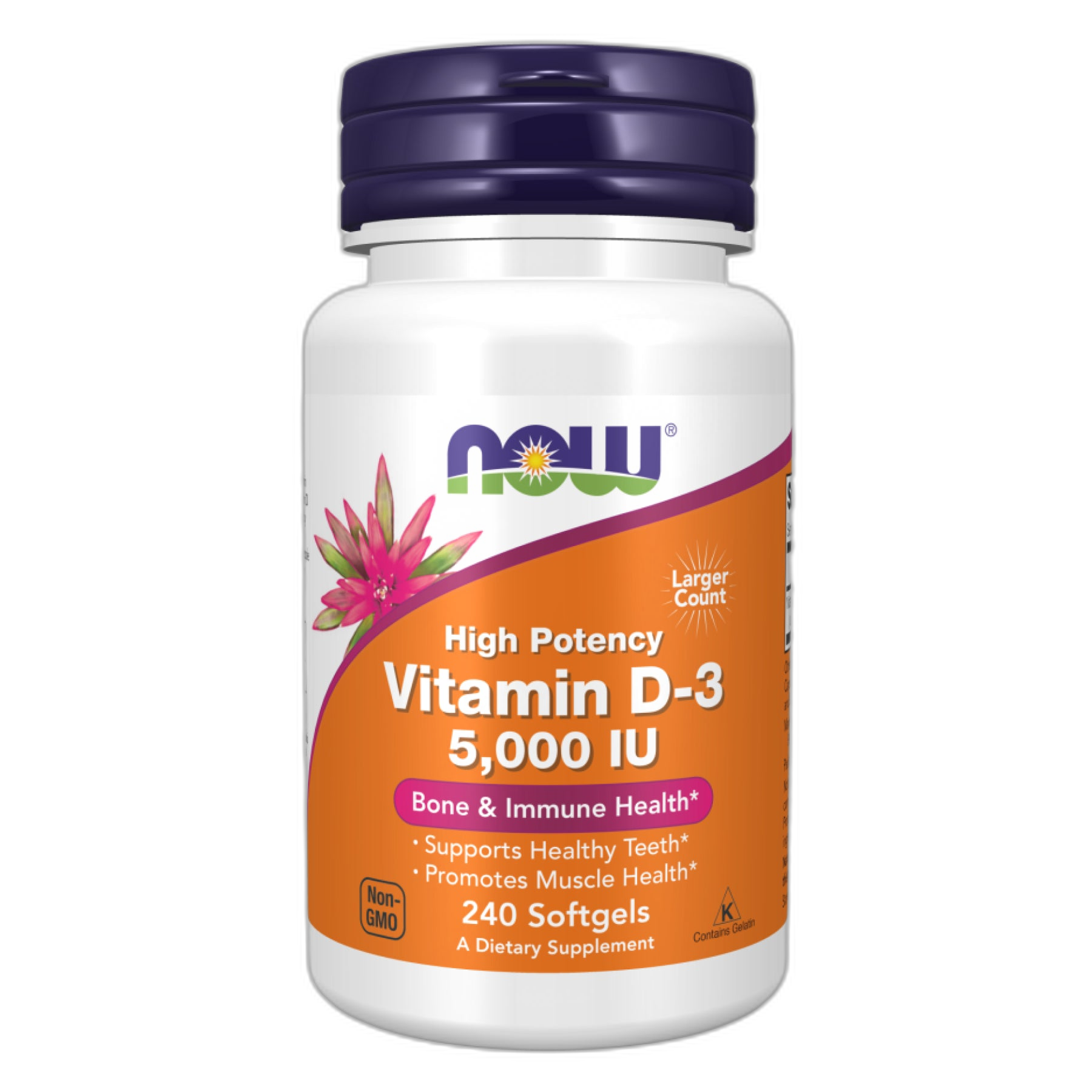 Вітамін D3 5000 МО - 240 капсул - Now Foods