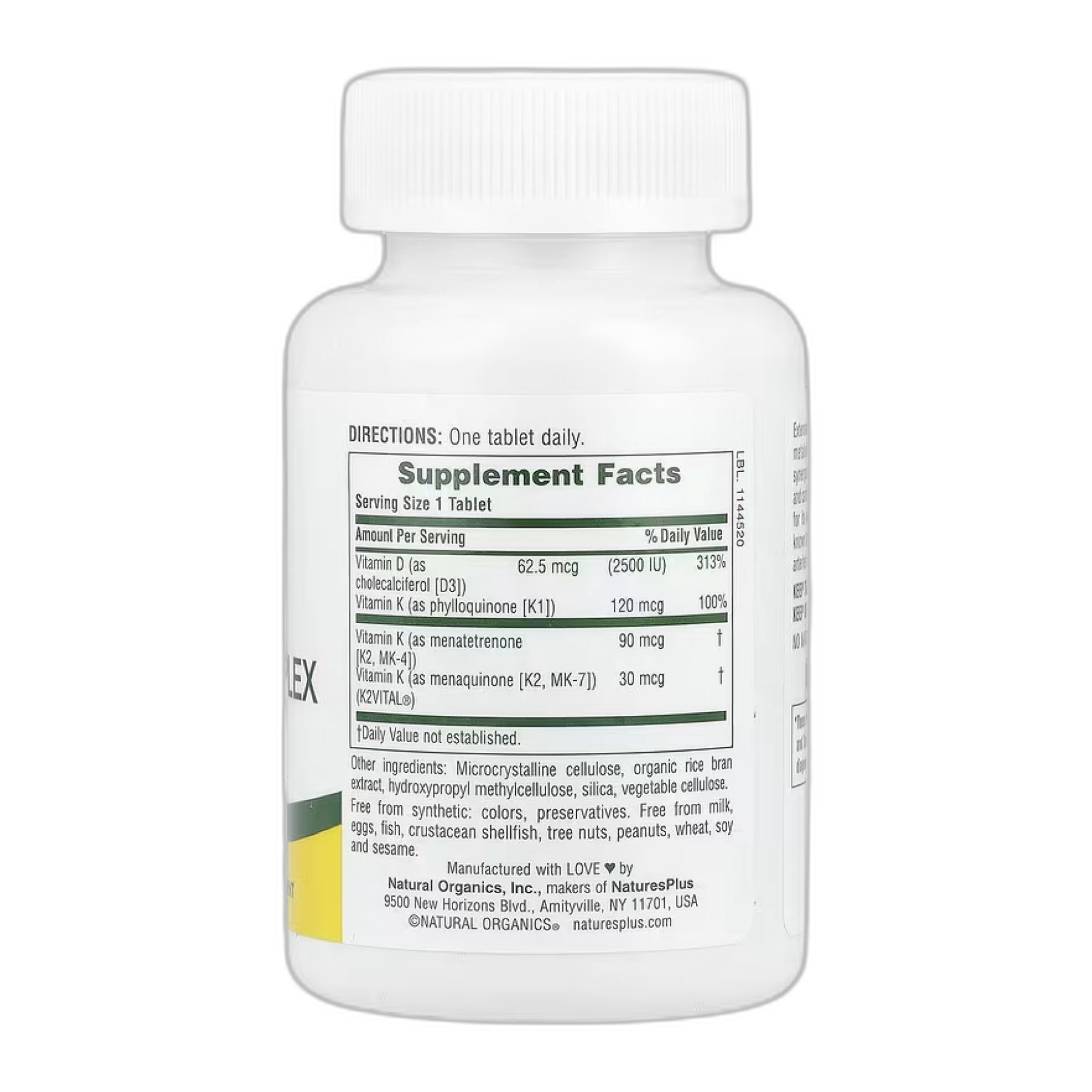 Вітамін D3 K2 2500 МО/120 мкг - 90 таблеток - Nature's Plus