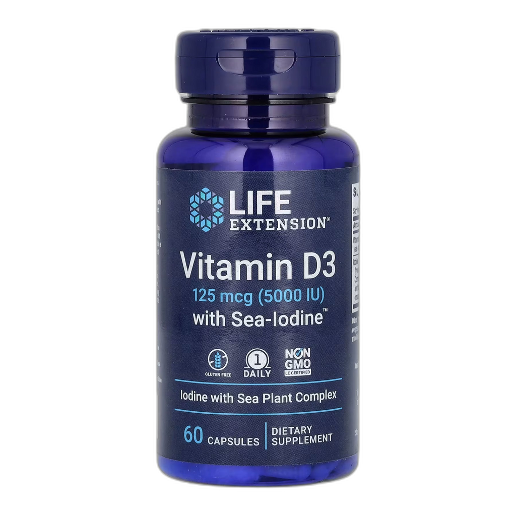 Vit D3 з Sea-Йод™ 125 мкг (5000 МО) - 60 капсул - Life Extension